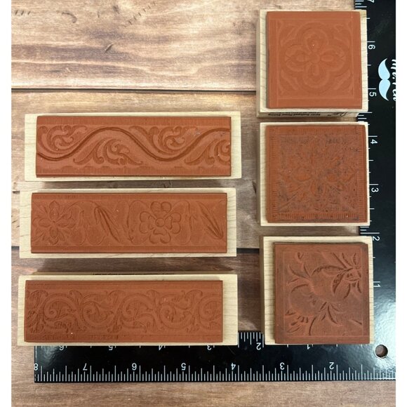 RARE Hero Arts Wood Mounted Rubber Stamp Set of 6 Poetic Prints - Picture 2 of 7